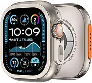 2 in 1 Metal Rugged Case Compatible with Apple Watch Ultra 2/Ultra 49mm,Series 10 46mm 7 8 9 45mm Shockproof Protect Bumper case with Back Cover Full Protection (Titanium,49mm)