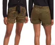 Sanctuary Daybreak Camo Shorts Print Cutoff Raw Hem Stretch Brown Green Sz 29 30