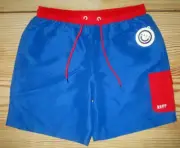MENS NEFF BLUE DRAWSTRING SWIM BOARD SHORTS SIZE L