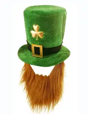 Plush Leprechaun Hat with Beard St Patricks Day
