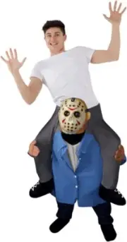 Adult Masked Serial Killer Piggyback Costume Scary Jason Halloween Ride On