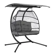 Gardeon Outdoor Egg Swing Chair Wicker Furniture P