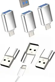 USB C to USB Female Adapter Type C to USB Male Connector (6Pack)for iPad for iPhone 16 15 Pro Max for Apple Data Transfer Drive OTG Accessories MacBook Thunderbolt Charger Port Compatible for Samsung
