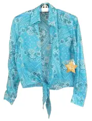 TB07456- NWT WHAT'S HOT IN HOLLYWOOD Womens Silk Crop Top Paisley Front Tie M