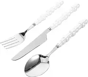 HOLIDYOYO Sturdy Stainless Steel Cutlery Set for Dinner Wedding Birthday Tableware Set