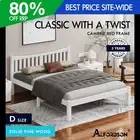 ALFORDSON Bed Frame Wooden Double Size Solid Pine Timber Base White CAMBRIE