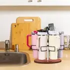Wooden Base Cup Rack Holder for 40oz Tumbler with Handle Rotatable Water Bottle