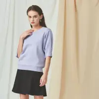 在飛比找momo購物網優惠-【MASTINA】鏤空領口設計-女七分袖針織衫 鏤空 綠 紫