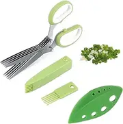 Yharnamite 3 Pcs Herb Scissors, 5 Stainless Steel Blade with Safety Cover, Cleaning Comb and Herb Stripping Tool, Multipurpose Kitchen Shears for Herbs, Medicinal Herbs, Vegetables