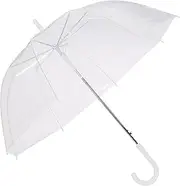 Amazon Basics Compact Clear Travel Umbrella 88cm - Windproof - Lightweight Folding with Automatic Open Close