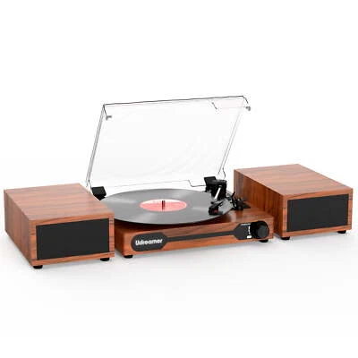 Udreamer Record Player,Vinyl Bluetooth Record player with speakers, Turntables f