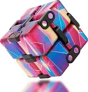 Infinity Cube Fidget Cubes Toy Mini Hand Held Fidget Stress Anxiety Relief Galaxy Purple for Adults Kids ADD ADHD Good Gift Killing Time Cool Fun Magic Puzzle Flip Not Noisy Portable Toy