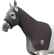 Stretch Hood No Eye/Ear Covers Head, Shoulders, Mane, Chest, Withers Perfect for Show/Event Preparation-Grey M