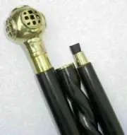 Nautical Brass Diving walking Handle Black Spiral Wooden Helmet Cane stick Gifts