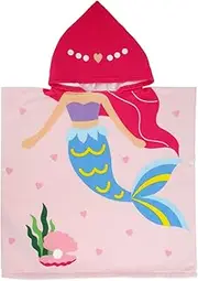 Kids Hooded Bath Towel Ultra Absorbent Baby Bath Blanket with Button Hooded Baby Towel Soft Swimming Poncho Towel(Pink)