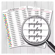 Payday Word Planner Stickers for Diary Calendars, Journals and Scrapbooking
