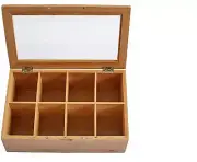RoyalHouse Big Natural Bamboo Tea Box Storage Organizer, 8 Compartments - Pack 1