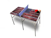 American Flag Rustic Portable Tennis Ping Pong Folding Table w/Accessories