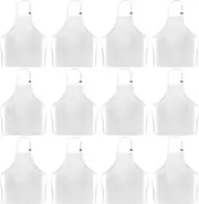 12 Pack Kids Apron with 2 Pocket, Adjustable Children Chef Apron, White Child Pa