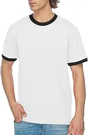 [JustBlanks] Mens Cotton T-Shirt for Men Short Sleeves Men's t-Shirt Crew T-Shirt Crewneck Tee Ringer T Shirt