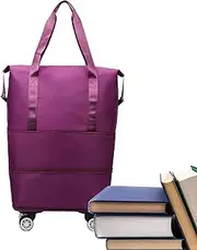 [Zqkimzi] Travel Bag, Expandable Luggage with Wheels, Lightweight Rolling Suitcase, Large Capacity Organizer, Foldable Weekend Tote, Business Trip Carrier, Black, 35x45x2cm, Purple Red, Refer to