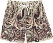 [RPLIFE] Swimming Trunks for Kids, Anti Chafe Swim Trunks for Boys 2 T, Vintage Octopus
