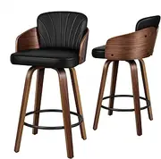 [ALFORDSON] Bar Stools, 2X Adjustable Kitchen Stools, Swivel PU Leather Home Bar Counter Barstools, Dining Chair in 66cm Seat Height with Anti-Slip Floor Protector, Alice Black