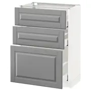 METOD base cabinet with 3 drawers, white Maximera/Bodbyn grey, 60x37x80 cm