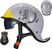 Open Face Adult Motorcycle Half Helmet ECE Approved Half Face Helmet with Visor for Scooter Moped Motorcycle