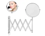Wall-Mounted Shaving Mirror - 360° Extendable Stainless Steel Chrome Telescopic Cosmetic Mirror With 1X And 3X Magnification And