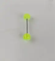 Glow In The Dark Luminous Neon Barbell Tongue Rings Body Piercing W White Stars.
