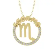 14k Yellow Gold Lab Grown Diamond Scorpio Zodiac Necklace 18" Silver Cable Chain