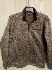 Eddie Bauer Men's Radiator Sweater Fleece, Gray ￼ Quarter Zip Pull Over medium
