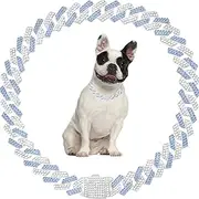 Dog Chain Collar with Bling,Diamond Cuban Link Gold Metal Necklace Glitter Rhinestone Sparkly Cat Collars for Small Medium Large Pet Dogs Puppy,Silvery Blue 10 inch