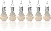 pearlstar Solar Light Bulbs Outdoor Waterproof Garden Camping Hanging LED Light Lamp Bulb Globe Hanging Lights for Home Yard Christmas Party Holiday Decorations (6 Pack-Clear Bulbs)