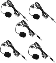 MUELODSIC 5pcs Microphone Clip-on Portable Phone Accessory Pvc Wired Mic Multi-functional Mic Black