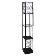 Metal Etagere Floor Lamp with Wine Holder Shelf