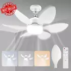 Socket Fan Light 20.5" E27 LED Ceiling Fan w/ Remote 3 Speeds 3 Colors 40W2000LM