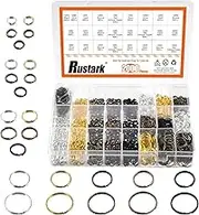 Rustark 2000Pcs 5 Sizes Assorted Colors Metal Key Rings Set Split Key Chain Rings Double Closed Jump Rings Car Key Dog Tag Ring for Jewelry Making DIY Craft Accessories