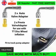 Bike TT Disc Wheel Valve Adapters Velo-Tool 90 Deg Bend + Presta to Schrader