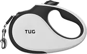 TUG 360° Tangle-Free Retractable Dog Lead for Up to 50 kg Dogs | 5 m Strong Nylon Tape | One-Handed Brake, Pause, Lock (Large, White)