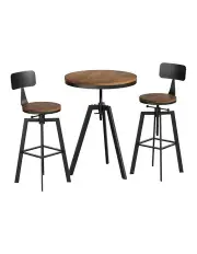 [Artiss] Bar Table and Stools Set in Black