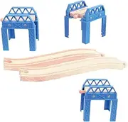 Construction Support Wooden Track Set - Unique Construction Toys, Compatible with Bigjigs Train Sets & Most Wooden Rail Brands, Quality Bigjigs Train Accessories