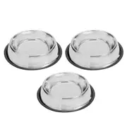 3x Paws & Claws Stainless Steel 2.5L/33cm Round Pet/Dog Drink Feeder Bowl BLK