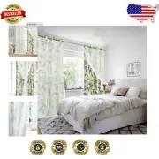 Stylish 96" Green Bird Print Drapes - Lightweight & Machine Washable - 2 Panels