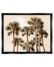 Summer Palm Trees Sky Framed Floater Canvas Wall Art by Natalie Carpentieri