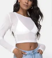 Bonnie Crop Top In Ivory Net