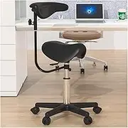 Back Support Saddle Stool Chair,Lab Chair with Adjustable Back Support,Swivel Chair Saddle Stool for Bar Tattoo Seat Indoor