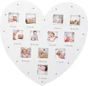 JOINPAYA Baby Photo Rack Growth Record Photo Frame Heart Design for Newborn Baby Keepsake
