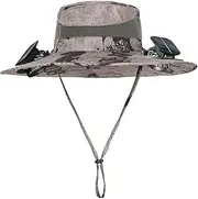 [AZURAOKEY] Wide Brim Solar Fan Hat for Men & Women – Fan Hat Solar Powered & USB Charging, Cooling Hat with Fans for Fishing